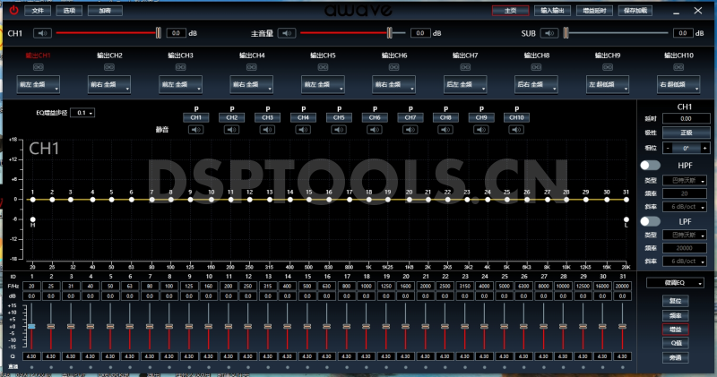 爱威AWAVEDSP8.1的专用电脑DSP调音软件