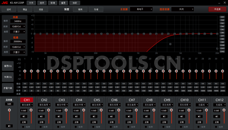 杰伟世JVCKS-AX1220P的专用Window电脑DSP调音软件