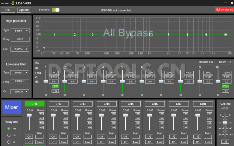 DAYTON AUDIODSP-408的专用Window电脑DSP调音软件
