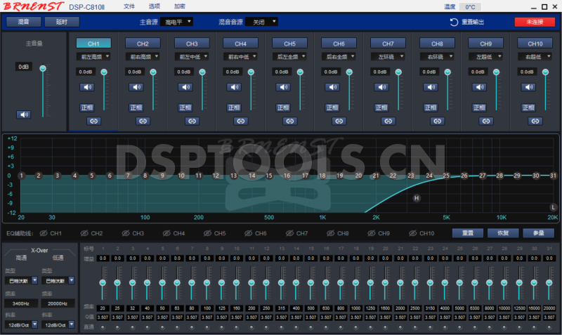 禾弦BRNENSTDSP-C810II的专用Window电脑DSP调音软件