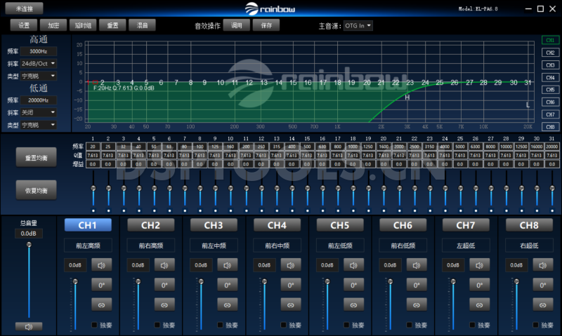 彩虹RainbowEL-PA6.8的专用Window电脑DSP调音软件