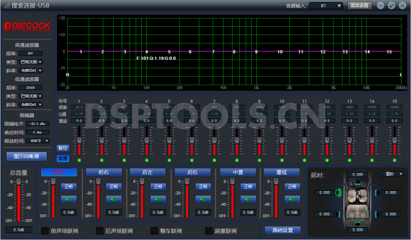 帝客大黑DIECOCKF-8120Pro的专用电脑DSP调音软件
