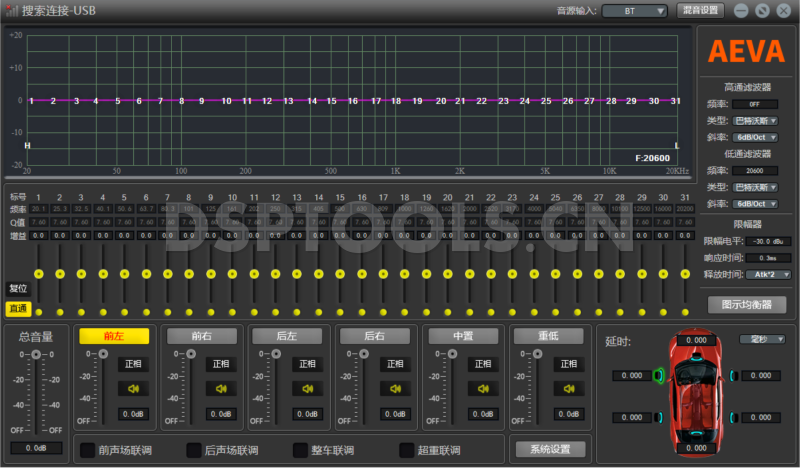 爱耶AEVAV20的专用电脑DSP调音软件