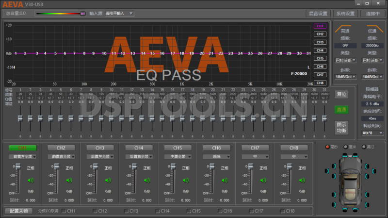 爱耶AEVAV30的专用电脑DSP调音软件
