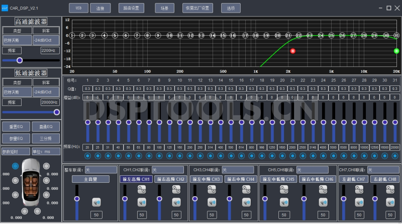奥卡森AKSA6的专用电脑DSP调音软件