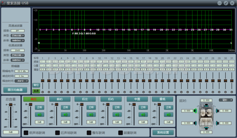 尖听JIANTINGDK406K的专用电脑DSP调音软件