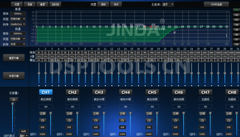 劲达JIN DAJD-A480的专用电脑DSP调音软件