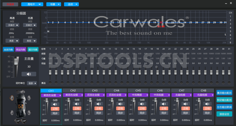 卡威士CarwalesDSP438的专用电脑DSP调音软件