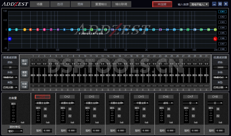爱恩斯特ADDZESTASP668BT的专用电脑DSP调音软件