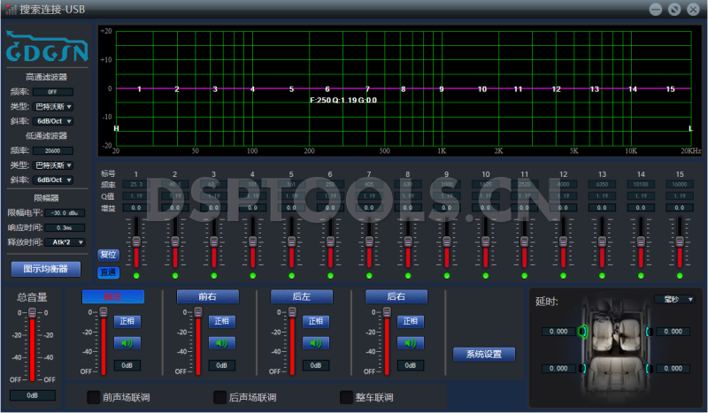 戈顿GDGSNA450的专用电脑DSP调音软件