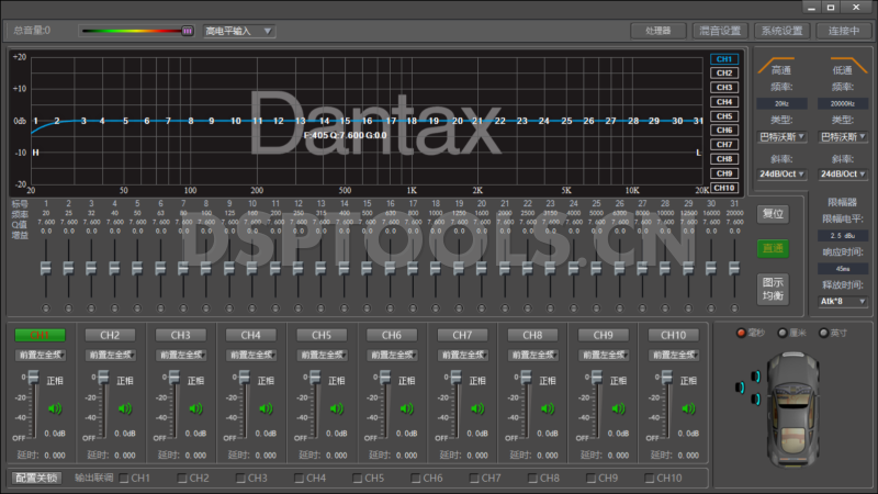 丹特声DantaxDT-X8的专用电脑DSP调音软件