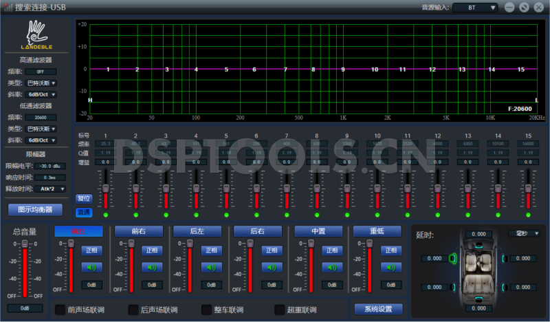 朗德堡LANDEBLEDSP-T15的专用电脑DSP调音软件
