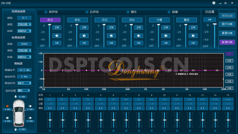 东皇Donghuang D6的专用电脑DSP调音软件