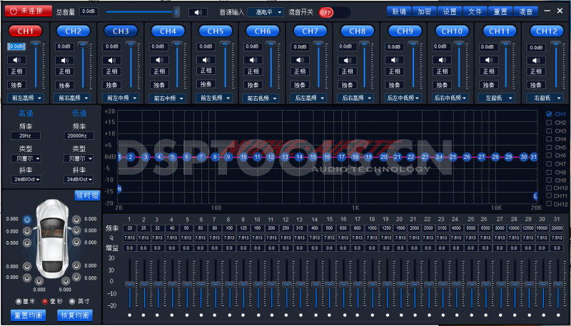 诺克艾尔特NUOKE•AIERTE DSP-1212-PRO的专用电脑DSP调音软件