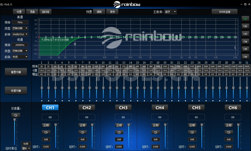 彩虹Rainbow EL-PA4.6的专用电脑DSP调音软件