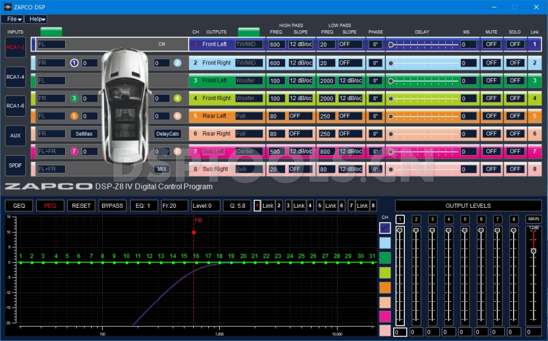 骇客ZAPCO DSP-Z8 IV的专用电脑DSP调音软件