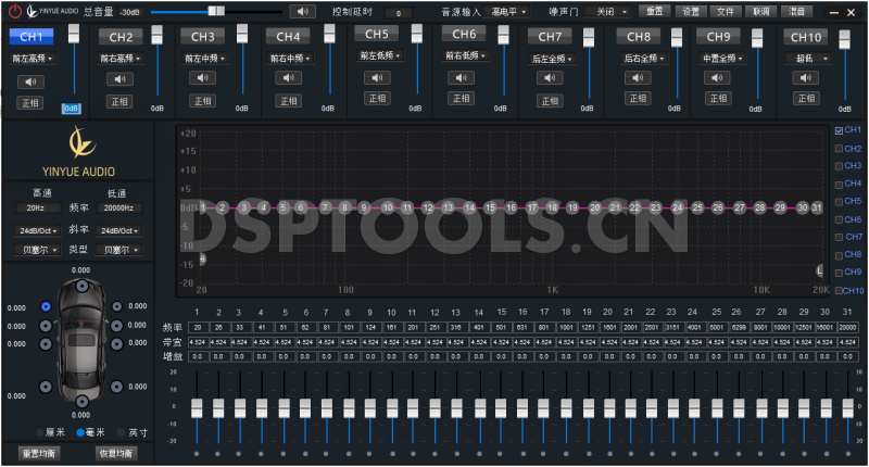 银月YINYUE AUDIO RX8的专用电脑DSP调音软件