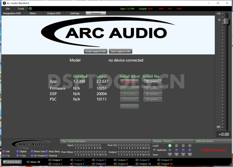 ARC Audio Blackbird的专用电脑DSP调音软件