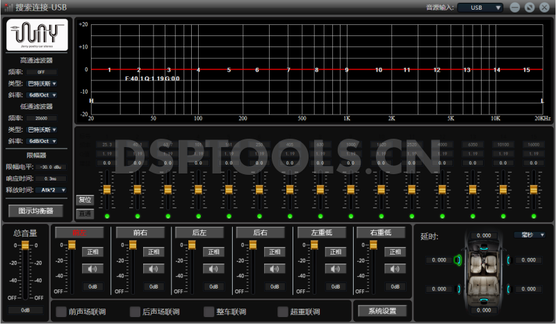 杰利诗 Q15的专用电脑DSP调音软件