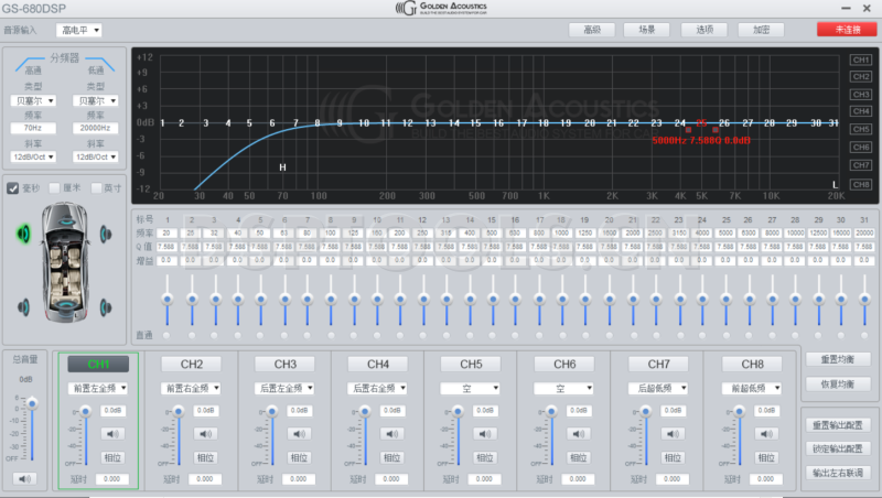 黄金声学Golden AcousticsGS-680的专用电脑DSP调音软件