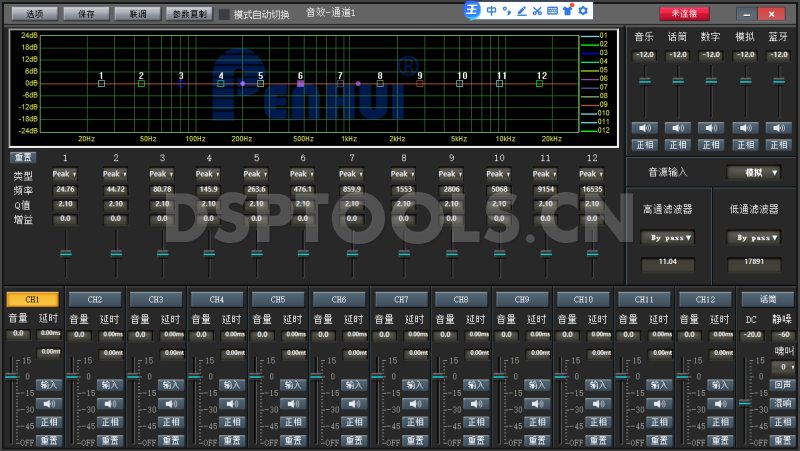 朋辉PENHUIBus0812ch4,8进12出的专用Window电脑DSP调音软件
